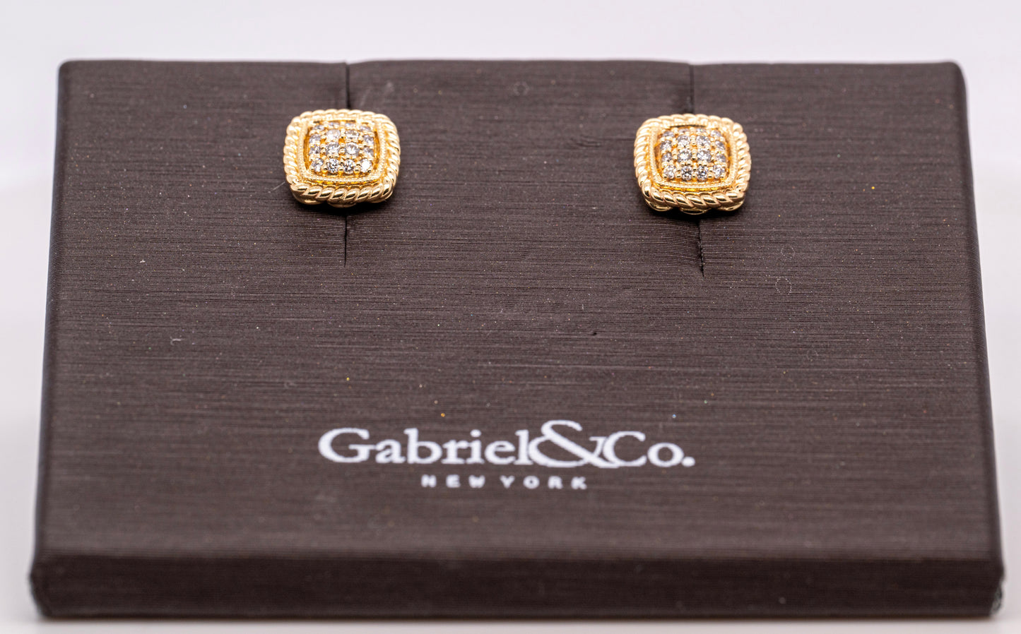 14K Yellow Gold Twisted Cluster Diamond Stud Earrings