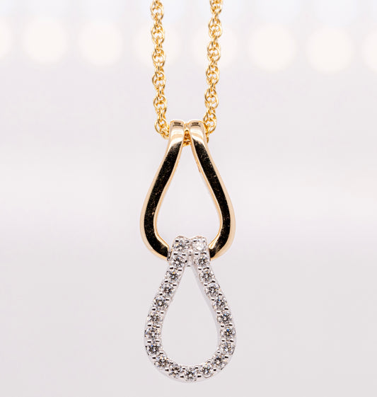 Allison-Kaufman Double Pendant Necklace in White and Yellow Gold