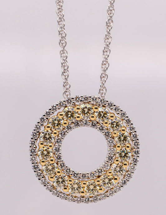 Allison-Kaufman Yellow and White Gold Diamond Circular Pendant